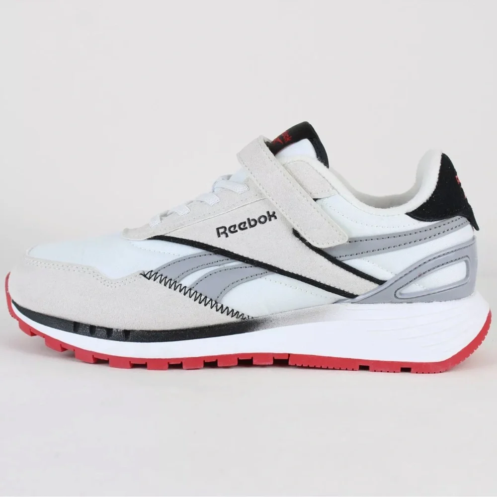 NEW Reebok Kids' Classic Nylon Athletic Low Top Shoes White Grey Red